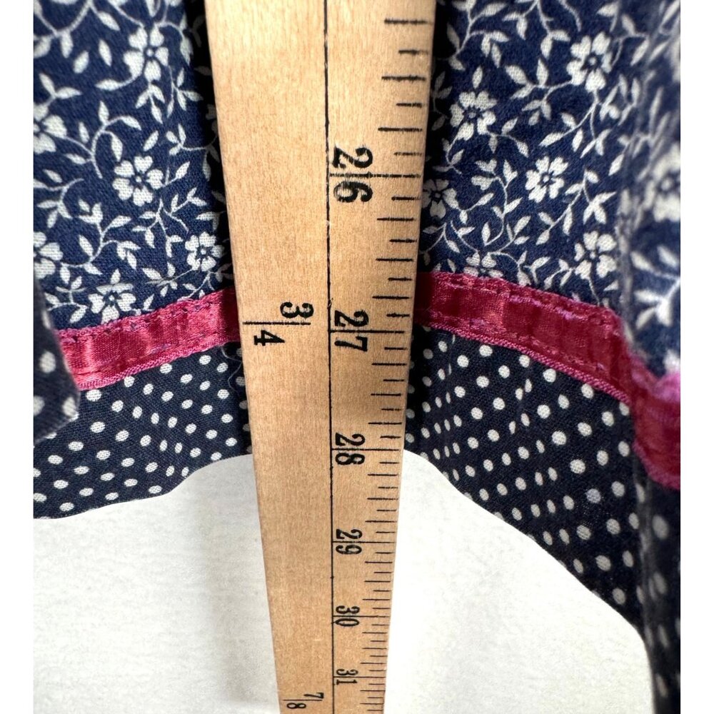 VTG Jessica's Gunnies Gunne Sax skirt floral velour trim navy red sz 9 - Picture 5 of 9